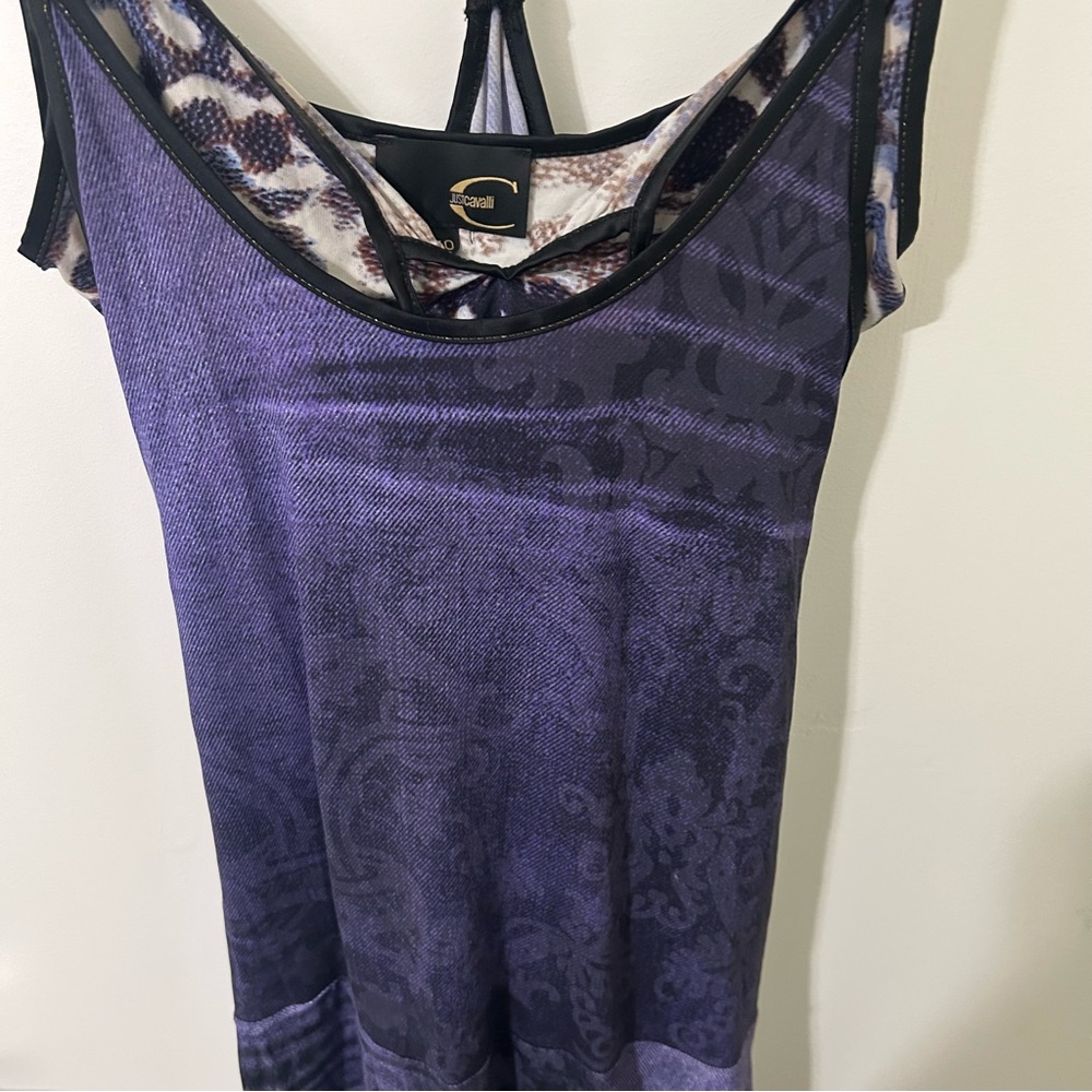 Just Cavalli Purple and Black Animal Print Sleeveless Strappy Dress | Size 40 - Picture 3 of 5